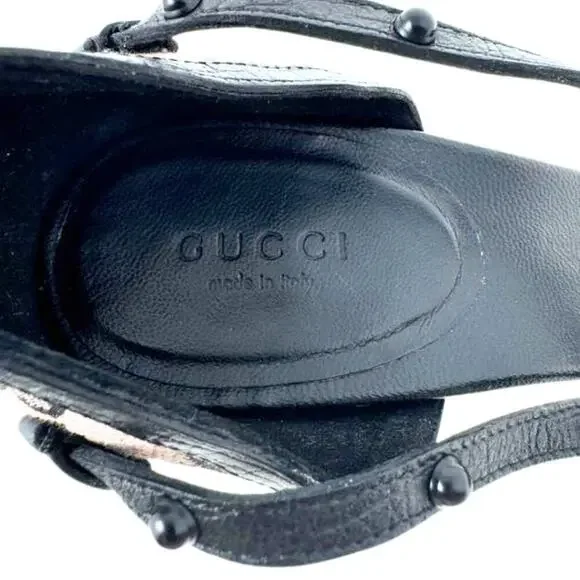 Gucci GG Logo Monogram Guccissima Supreme Studded Leather Strappy Heels EU39.5‎ - Picture 8 of 11